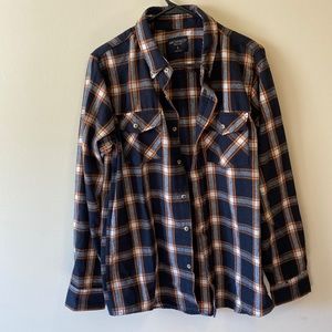 Stylish navy and orange flannel shirt